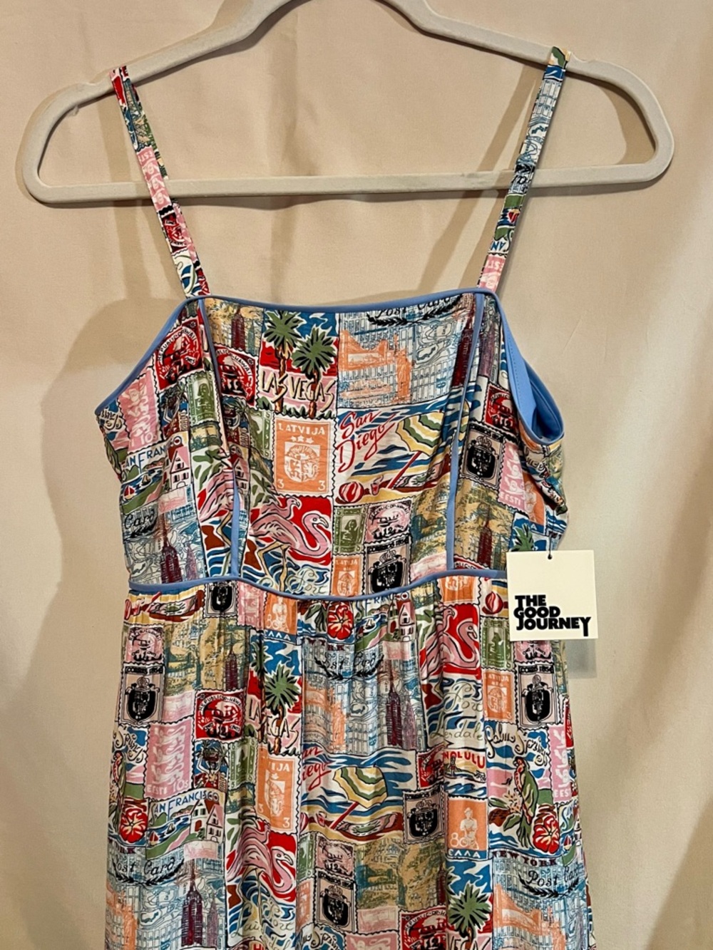 NWT The Good Journey Destination Travel Print Spaghetti-Strap Maxi Dress size 4